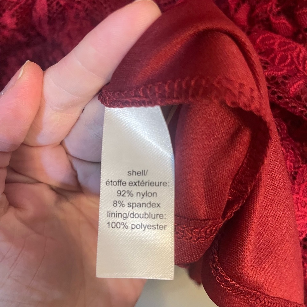 Maurices Burgundy Lace Long Sleeve Blouse - Picture 4 of 6
